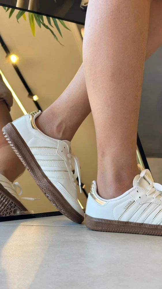 Adidas Samba Branco Dourado